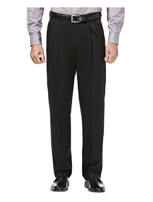 Haggar Men's Premium No Iron Khaki Classic Fit Pleat Hidden Expandable Waist Pants