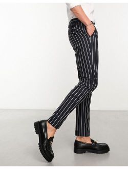 smart skinny pants with preppy stripe in navy