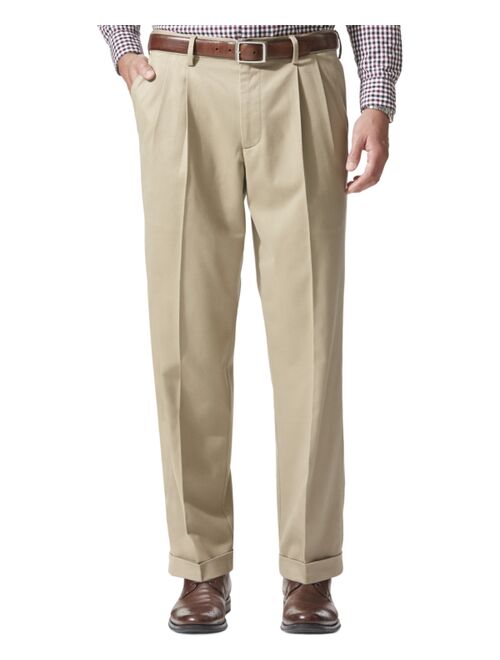 Dockers Men's Comfort Relaxed Pleated Cuffed Fit Khaki Stretch Pants