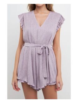 FREE THE ROSES Women's Texture Knit Romper