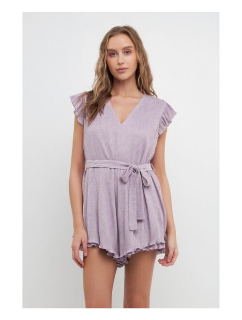 FREE THE ROSES Women's Texture Knit Romper