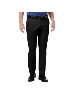 Mens Haggar Premium No-Iron Khaki Flex Waist Slim-Fit Stretch Flat-Front Pants