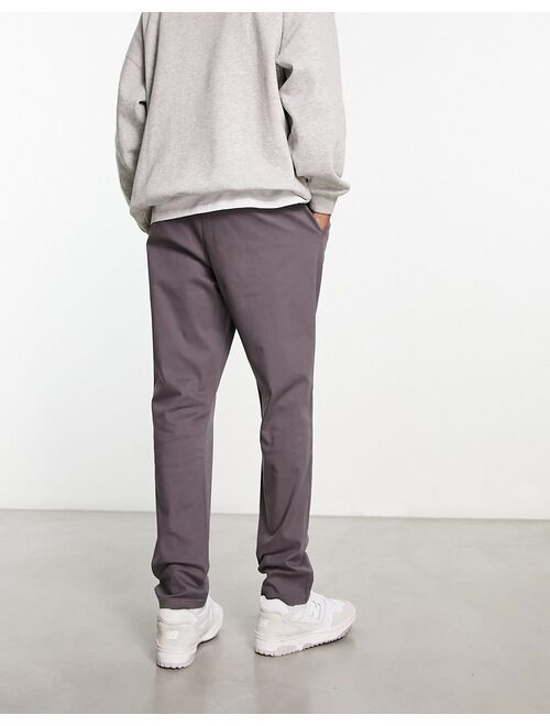 ASOS DESIGN tapered chinos in charcoal