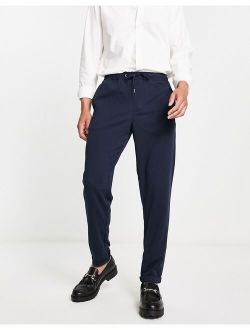 Selected Homme slim fit tapered smart jersey pants in navy