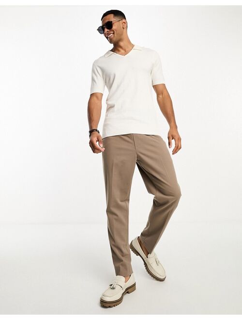 New Look pull on smart pants in camel