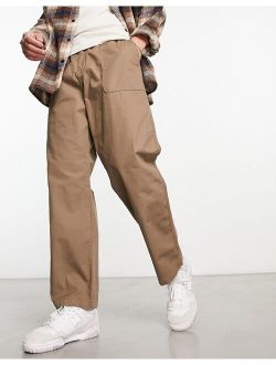 Dr Denim Calder oversized wide fit ripstop pants in brown