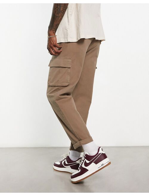 ASOS DESIGN relaxed cargo pants in stone