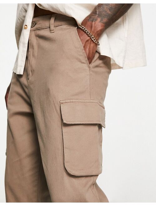 ASOS DESIGN relaxed cargo pants in stone