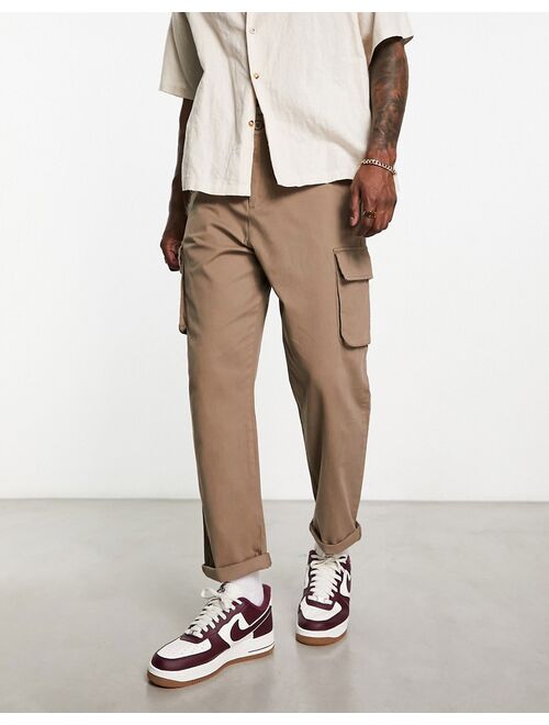 ASOS DESIGN relaxed cargo pants in stone