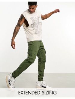 tapered lightweight cargo pants in olive green