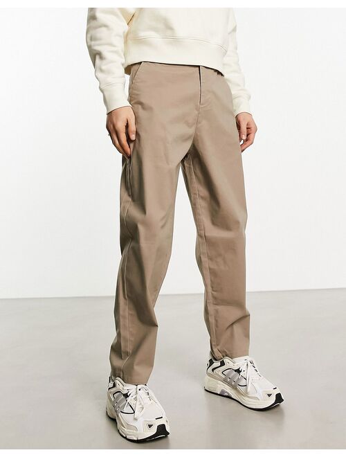 ASOS DESIGN oversized tapered chinos in beige