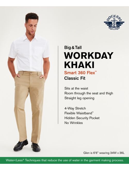 Dockers Men's Big & Tall Workday Classic Fit Smart 360 Flex Stretch Khakis