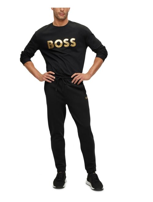 BOSS by Hugo Boss Men's Metallic Logo Cotton-Blend Tracksuit Bottoms