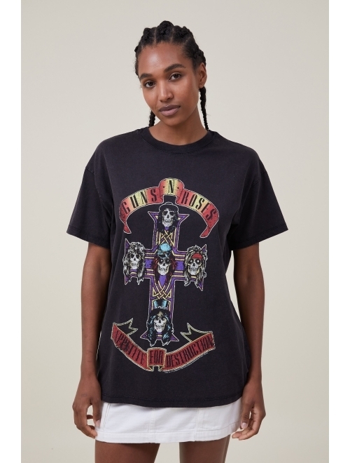 COTTON ON Women's Oversized Fit Guns N Roses T-shirt
