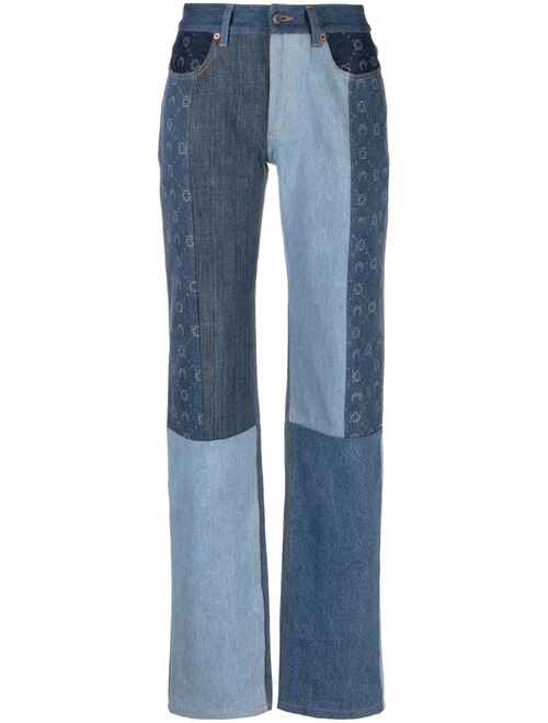 Marine Serre straight-leg patchwork jeans