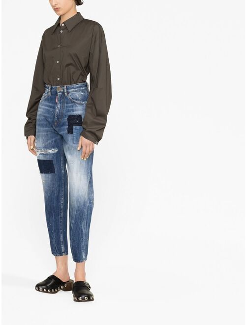 Dsquared2 distressed patchwork cropped jeans