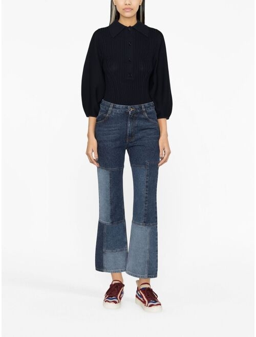 Chloe patchwork cropped flared jeans