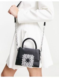 Lazurda embellished mini crossbody bag in black