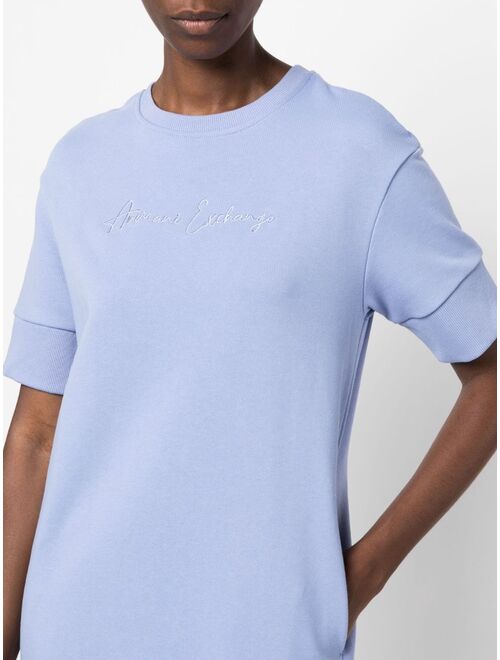 Armani Exchange logo-embroidered T-shirt dress