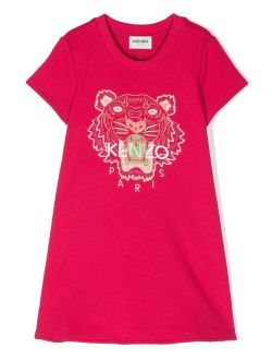 Kids embroidered-logo Short Sleeve dress