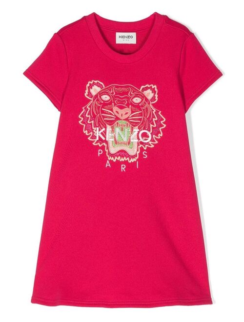 Kenzo Kids embroidered-logo Short Sleeve dress