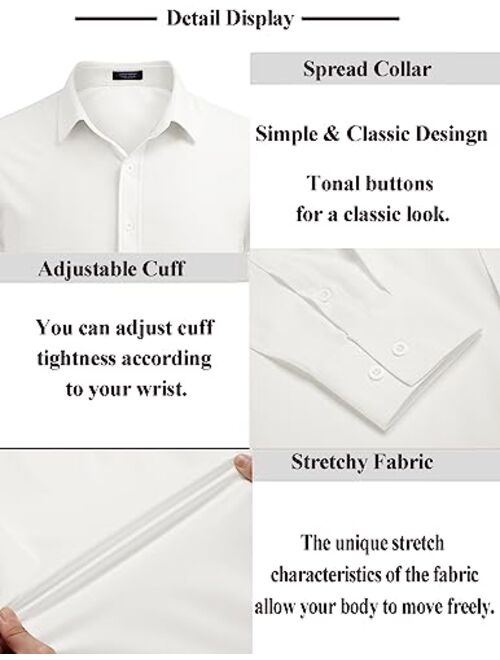 COOFANDY Men's Business Dress Shirts Wrinkle Free Long Sleeve Regular Fit Dress Shirt Textured Casual Button Down Shirts