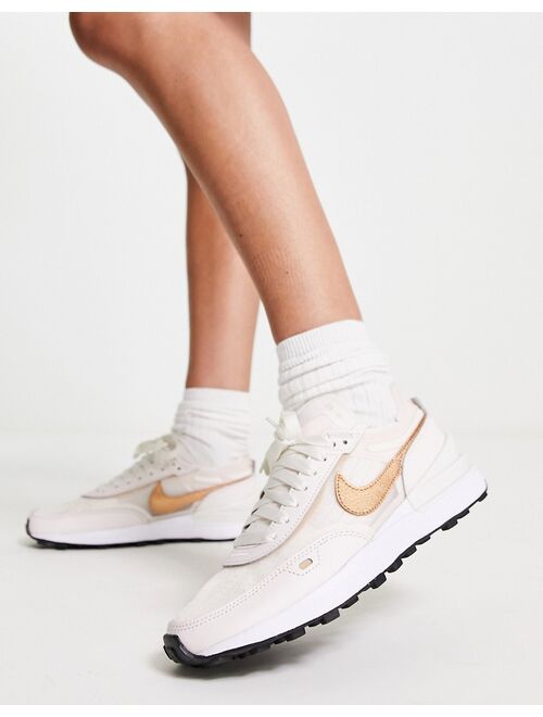 Nike Waffle One sneakers in light soft pink and metallic copper