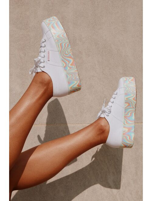 Superga 2790 Rainbow Stripe Platform Sneaker