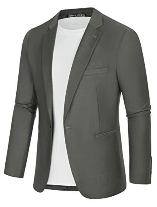 Pj Paul Jones Men's Casual Sport Coat Slim Fit Lightweight One Button Blazer Jackets