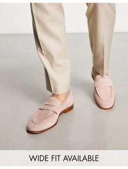 loafers in pale pink suede with natural sole