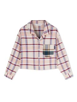Kids logo-print checked cotton shirt