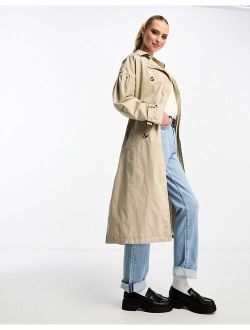 classic belted trench in taupe