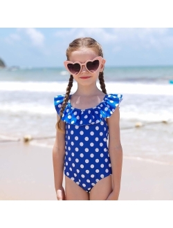 Angel Season Girls One Piece Swimsuits Toddler Bathing Suit Little Kids Cute Swimwear Quick Dry Striped Ruffle Floral Size 2-10T