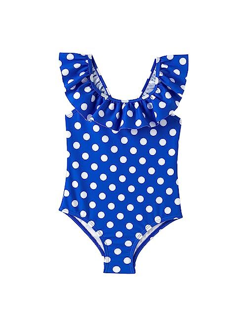 Angel Season Girls One Piece Swimsuits Toddler Bathing Suit Little Kids Cute Swimwear Quick Dry Striped Ruffle Floral Size 2-10T