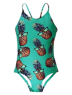 RAISEVERN Girls One Piece Swimsuits Bathing Suits for Kids Cross Back Swimwear Beach Summer Swim Suits for 3-10 Years