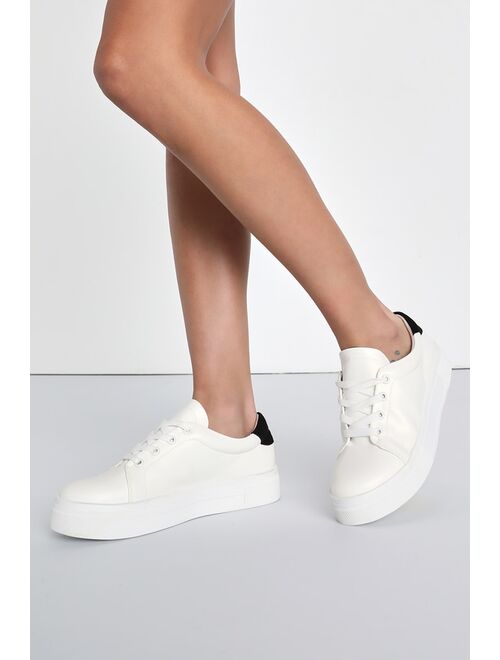 Lulus Sumner White and Black Flatform Sneakers