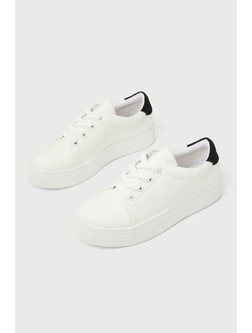 Lulus Sumner White and Black Flatform Sneakers