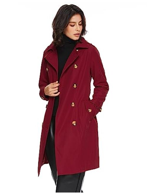 Orolay Women's Long Double Breasted Trench Coat with Belt Midi Length Overcoat