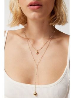 Pearl Layering Lariat Necklace Set