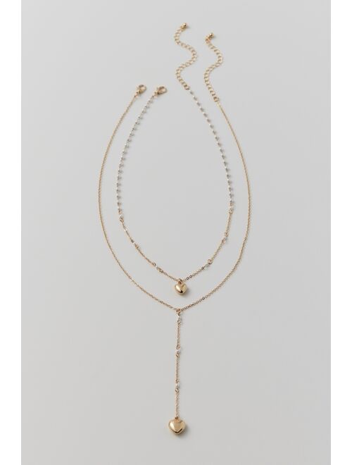 Urban Outfitters Pearl Layering Lariat Necklace Set
