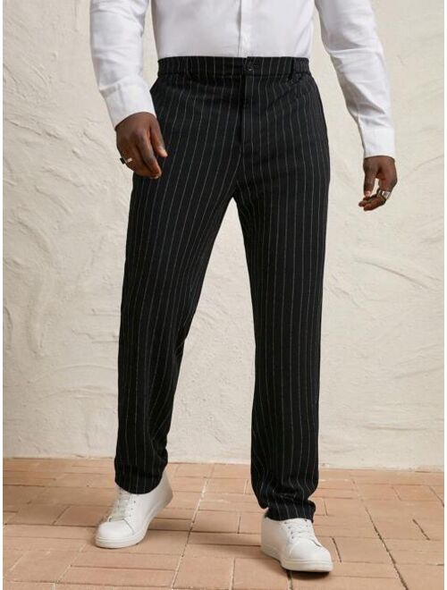 SHEIN Manfinity Mode Men Plus Striped Print Slant Pocket Pants