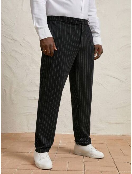 SHEIN Manfinity Mode Men Plus Striped Print Slant Pocket Pants