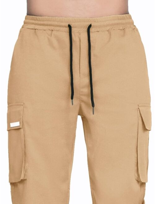 Manfinity Hypemode Men Patched Detail Flap Pocket Drawstring Waist Cargo Pants