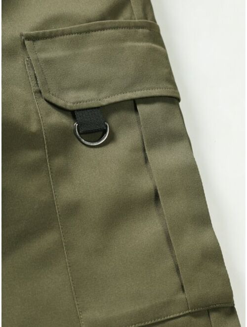 Manfinity LEGND Men Flap Pocket Side Drawstring Waist Cargo Pants