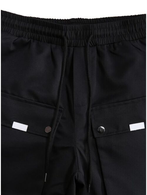 Manfinity EMRG Men Flap Pocket Side Drawstring Waist Cargo Pants