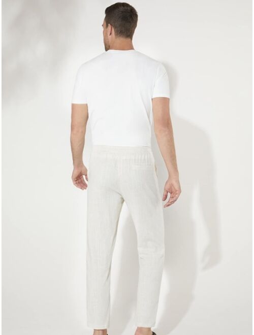 Manfinity Basics Men Drawstring Waist Slant Pocket Pants