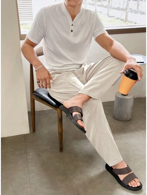 Manfinity Homme Men Solid Drawstring Waist Pants