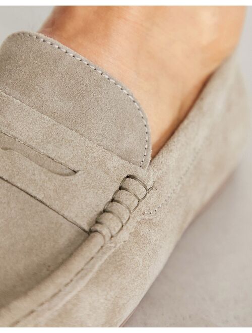 ASOS DESIGN Driver Loafers in Pale Gray Suede