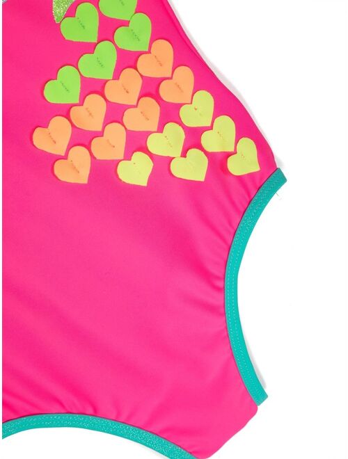 Billieblush ruffled-detail heart-print swimsuit