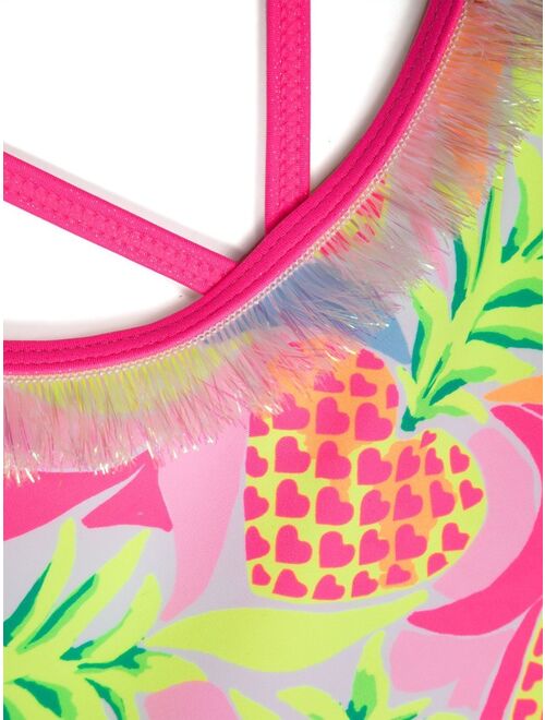Billieblush fringe-detail pineapple-print swimsuit